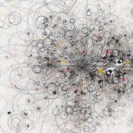Dots swirls pattern. 3D rendering.