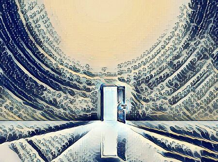 Open Door Abstract Painting. 3D renderingの写真素材