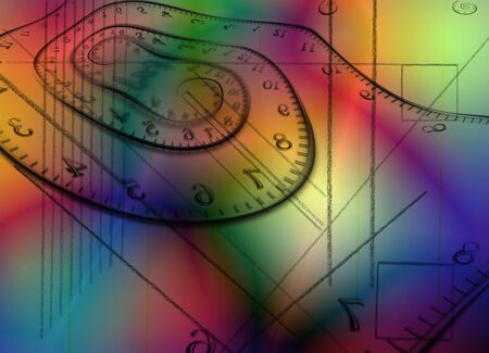 Colorful abstraction. Time spirals and geometric figures. 3D renderingの写真素材