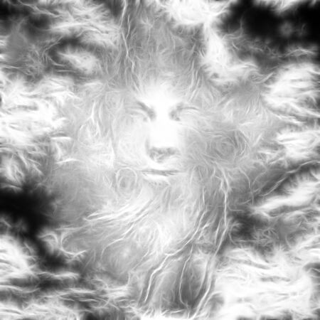 Surreal digital art. Ghost face in the clouds.の写真素材