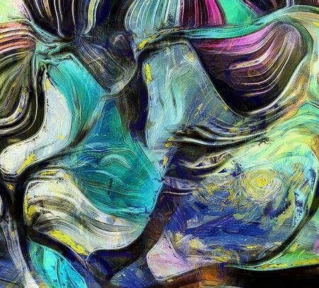 Swirling Shapes, Color and Lines. 3D rendering.