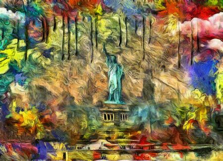 Modern painting. Liberty statue.の写真素材