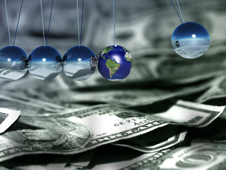 Newton pendulum. US dollars.