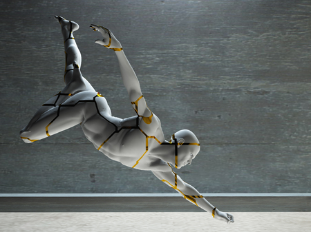 3D render. Men's figure made of stone.の写真素材