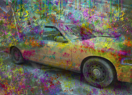New York yellow cab taxi. Abstract colorful backgroundの写真素材