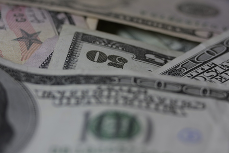 Fifty dollars banknotes. 3D rendering