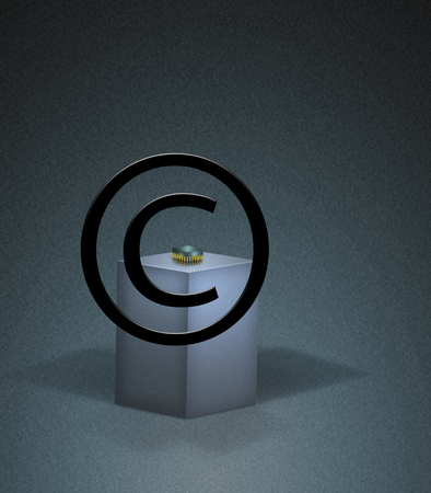 Copyright sign. Microchip. 3D renderingの写真素材