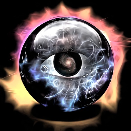 Spiritual painting. Wizard eye in crystal ballの写真素材