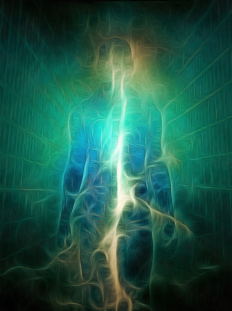 Surrealism. Energy inside human silhouette.の写真素材