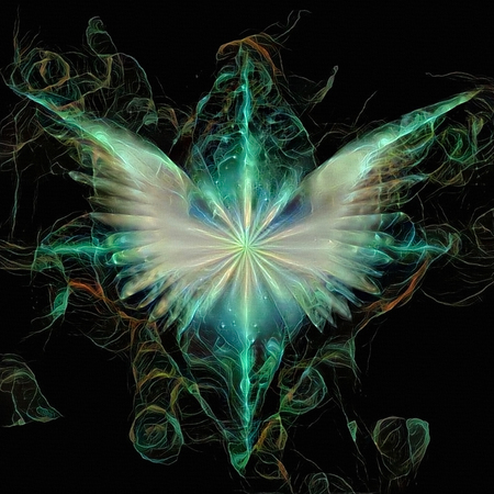 Bright star with angel's wingsの写真素材