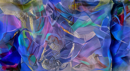 Abstract painting with colorful swirling elements