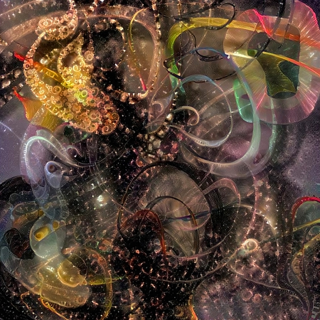 Colorful painting with abstracted forms