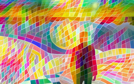 Vivid mosaic abstract painting