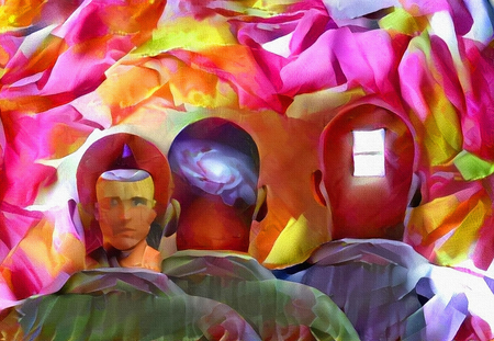 Colorful abstract painting. Thoughts in men's heads