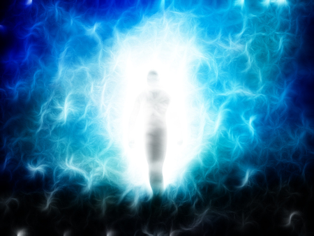 Spirit emerges from light. Soul or Auraの写真素材