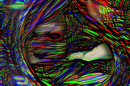 Colorful abstract painting. Ghost faceの写真素材