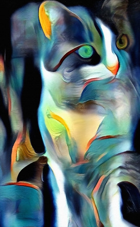 Digital painting on canvas. Kittyの写真素材