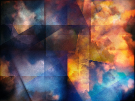 Colorful clouds with overlapping rectangular layers