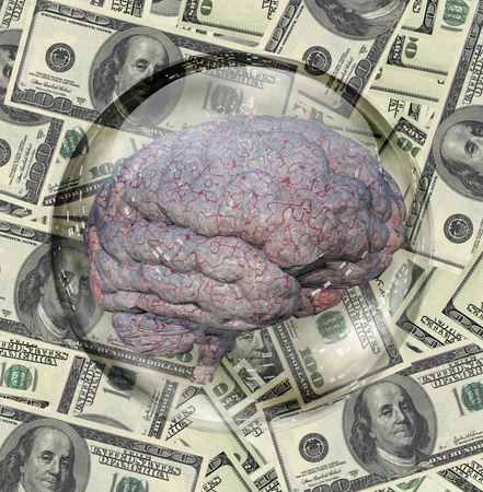 Human Brain with USD Currency Backgroundの写真素材