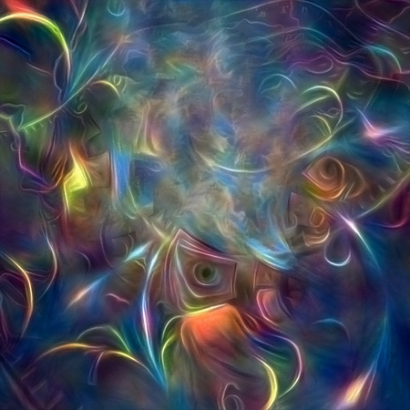 Colorful abstract modern painting. Illusion of existence or TV zombieの写真素材