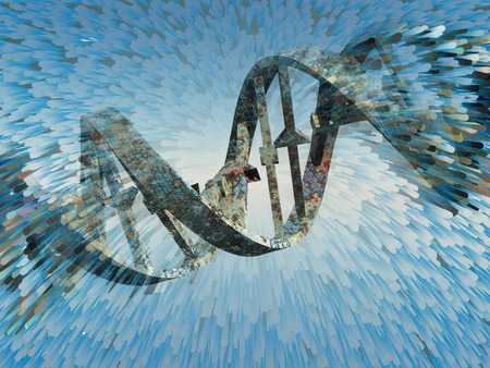 Surreal digital art. Damaged rusted DNA strands.の写真素材