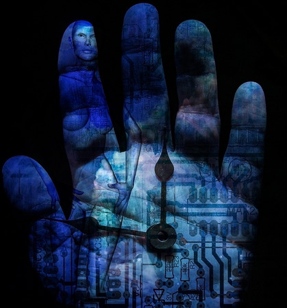 Modern sci-fi composition. The future of mankind