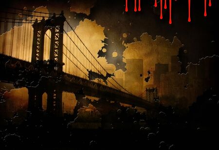 Brooklyn Bridge NYC. Dark art paintingの写真素材