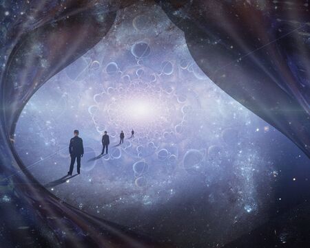 Man in Universe. Modern surreal artの写真素材