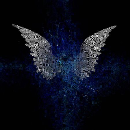 White wings with text. 3D renderingの写真素材