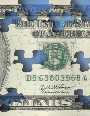 Money puzzle. US dollars. Concept artの写真素材