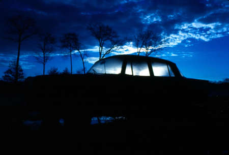 Abandoned old car. 3D renderingの写真素材