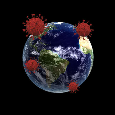 Covid molecules around planet Earth