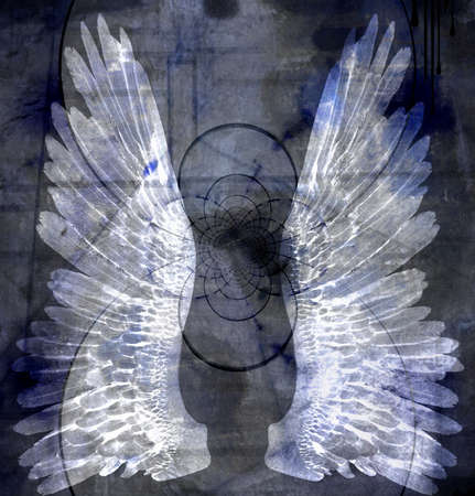 Angelic white wings. Spiritual art. 3D renderingの写真素材