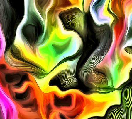 Abstract of colors and lines. Yellow is main color. 3D rendering