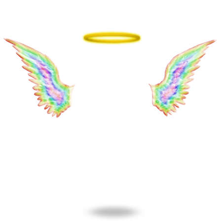 Angels wings and halo. 3D renderingの写真素材