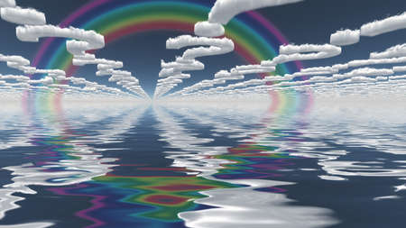 Man in maze with question mark shaped clouds. 3D rendering
