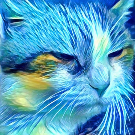 Modern art. Dormant cat close-up. 3D renderingの写真素材