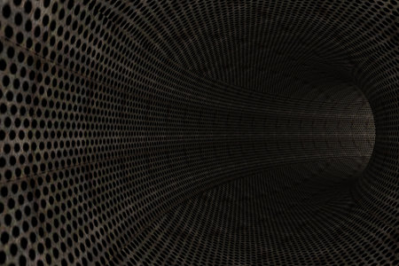 Abstract tunnel with metallic spotted walls. 3D rendering