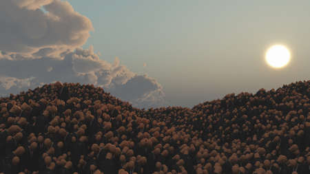 Crowd of sad men. Surreal composition. 3D renderingの写真素材