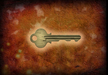 Old key on grunge background. 3D renderingの写真素材