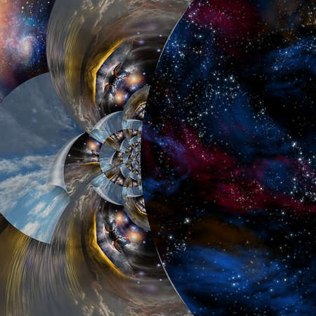 Merging sky. Surreal composition. 3D rendering.