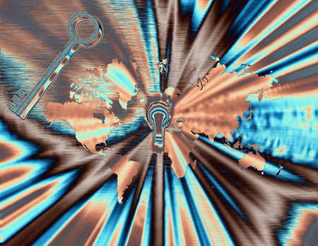Key to the world. 3D rendering.の写真素材