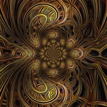 Abstract mirrored fractal painting. 3D rendering.の写真素材