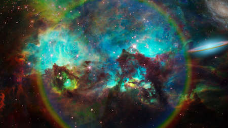 Nebula vivid space. 3D rendering.