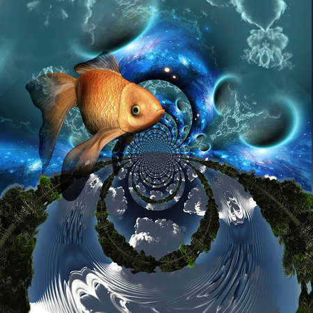 Between two worlds. Abstract fractal art. 3D rendering.の写真素材