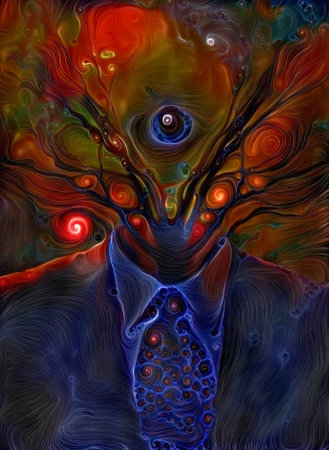 Eye and suit. Abstract art. 3D renderingの写真素材