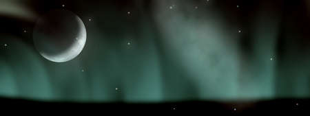 Moon in mystic sky. 3D rendering