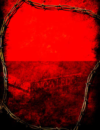 Book in barbed wire frame. 3D renderingの写真素材