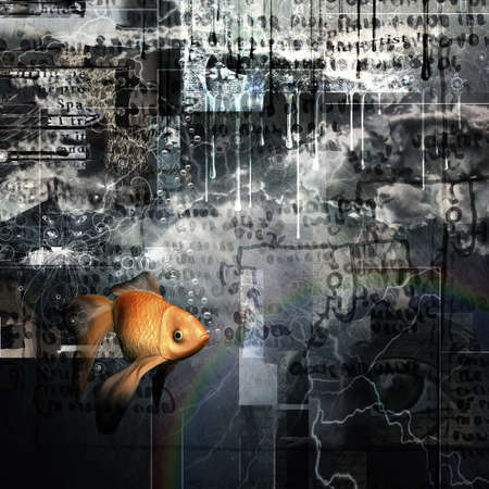 Digital fish abstract. 3D renderingの写真素材