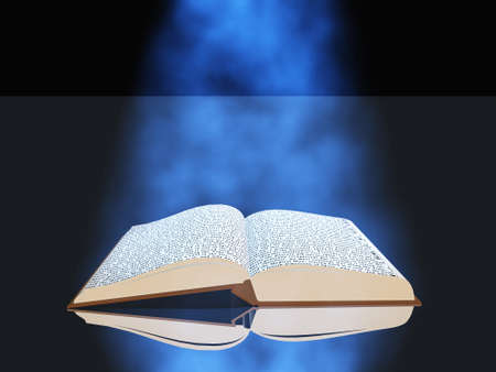 Opened book and magic smoke. 3D rendering
